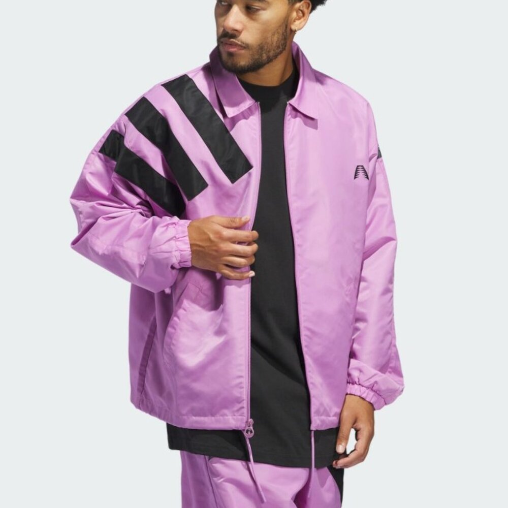 NEW adidas Originals Men's Anthony Edwards Coach Jacket - AE Purple - IW8063 XS - Picture 4 of 7